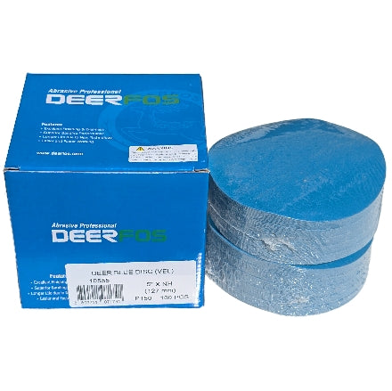 Deerfos Deer Blue 5" Film Solid Grip Sanding Discs, Bulk Package, SA331 Series, 4