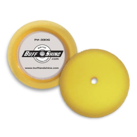Buff and Shine 3" Mini Foam Yellow Medium Cutting Grip Pad, 2-Pack, 330G