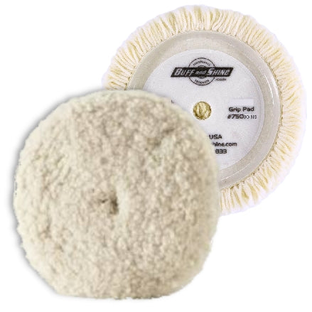 Buff and Shine 7.5" Wool, White Single-Ply, Light Cutting Grip Pad, 7503GNS