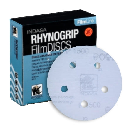 Indasa 5" 5-Hole FilmLine Rhynogrip Vacuum Sanding Discs, 7501F Series