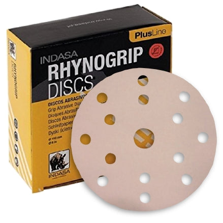 Indasa 6" Rhynogrip PlusLine 15-Hole Sanding Discs, 1065 Series