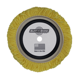 Buff and Shine 7.5" Center Ring Wool, Medium Cut / Light Polishing Buff Pad, 753RY, bottom grip view