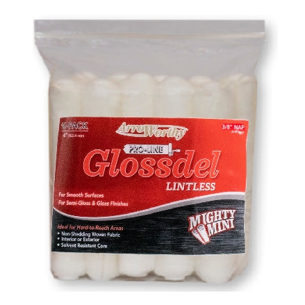ArroWorthy Mighty Mini Glossdel Pro-Line Lintless Roller Covers, 3/8" Nap, 6.5 Inch, 10-Pack, 6.5-GL3CK