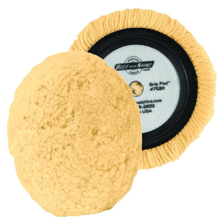 Buff & Shine 7.5" Center Ring Wool, Heavy Cutting Pad, 4-Ply Twist, 752R