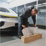 Indasa Cover Roll HDPE Masking Film, technician pulling out sheeting from box