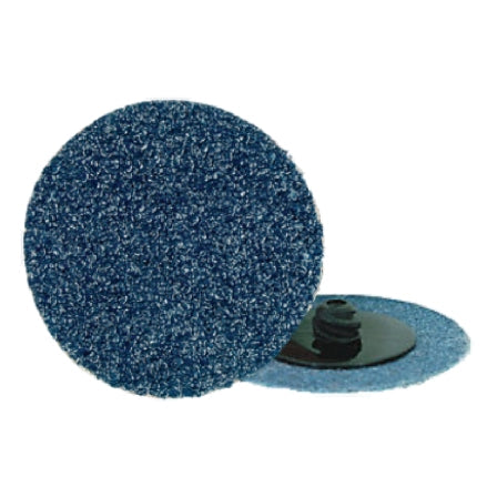 A blue abrasive grinding disc with a 'R-Type' screw attachment for industrial grinding applications.