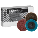 Indasa Rhynolock 2" Surface Conditioning Locking Discs, 8002 Series, box and discs