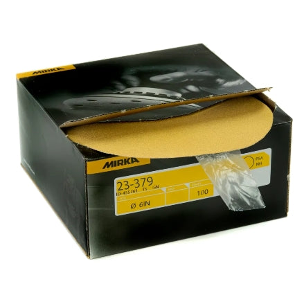 Mirka 6" Gold PSA Solid Sanding Discs, Autobox, 23-379 Series