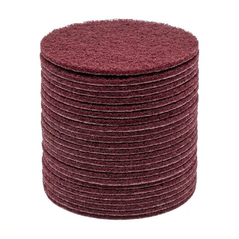 Sunmight 6" Grip Nonwoven Abrasive Scuff Grip Discs, Very Fine (Maroon), stack of 25 discs