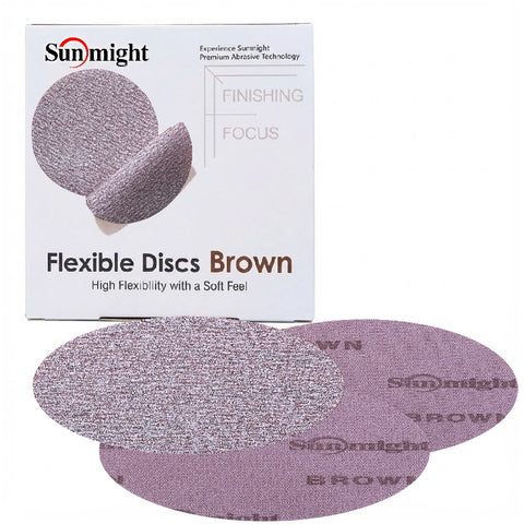 Sunmight Flexible Film 6" Solid Grip Discs, Brown (240-320 grit), 60212, 3