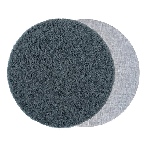 Sunmight 6" Grip Nonwoven Abrasive Scuff Grip Discs, Ultra Fine (Gray), front and back disc image