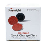 Sunmight 3" Quick Change Ceramic Locking Discs, R-Type, 36 grit discs, box