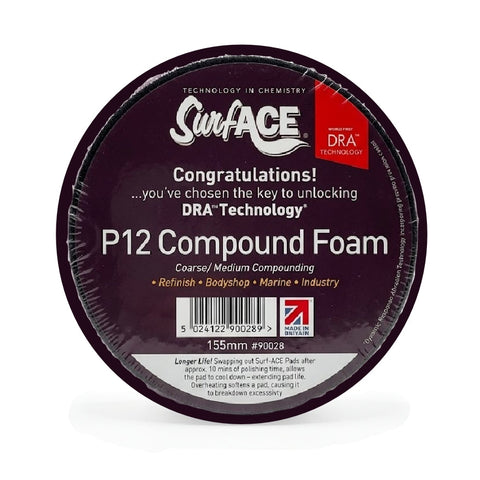 Surf-ACE 6" P12 Compounding Foam Grip Buff Pad, 2-Pack, 90028