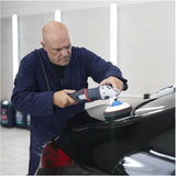 Person using a polisher on a car surface applying Surf-ACE P-40, 2