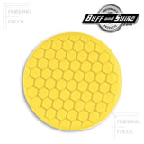 Buff and Shine 7.5" Center Ring Hex Face Foam, Yellow Medium Cutting Pad, 630RH