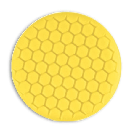 Buff and Shine 7.5" Center Ring Hex Face Foam, Yellow Medium Cutting Pad, 630RH