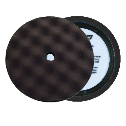 Buff and Shine 8" Center Ring Convoluted Waffle Face Foam, Black Finishing Pad, 820WR