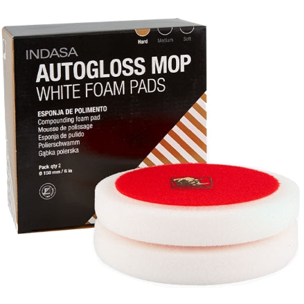 Indasa Autogloss Mop 8" White Foam Coarse Cutting Pad, 2-Pack, 600948