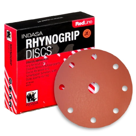Indasa 6" Rhynogrip RedLine 9-Hole Vacuum Sanding Discs (Fits Festool), 690 Series