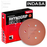 Indasa 6" Rhynogrip RedLine 6-Hole Vacuum Sanding Discs, 630 Series