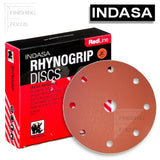 Indasa 6" Rhynogrip RedLine 9-Hole Vacuum Sanding Discs (Fits Festool), 690 Series