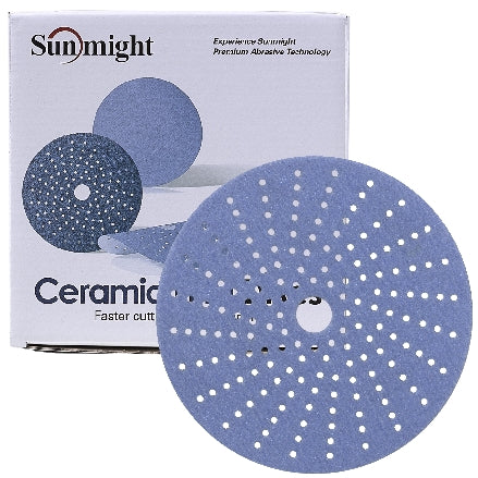 Sunmight 6" Ceramic Film Multi-Hole Vacuum Grip Sanding Discs